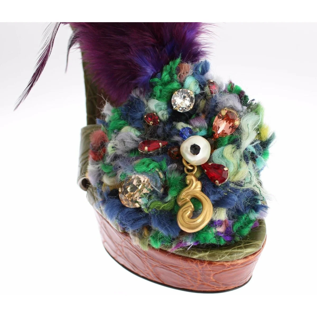 Dolce & Gabbana crystal ankle strap platform sandals gold metal detailing