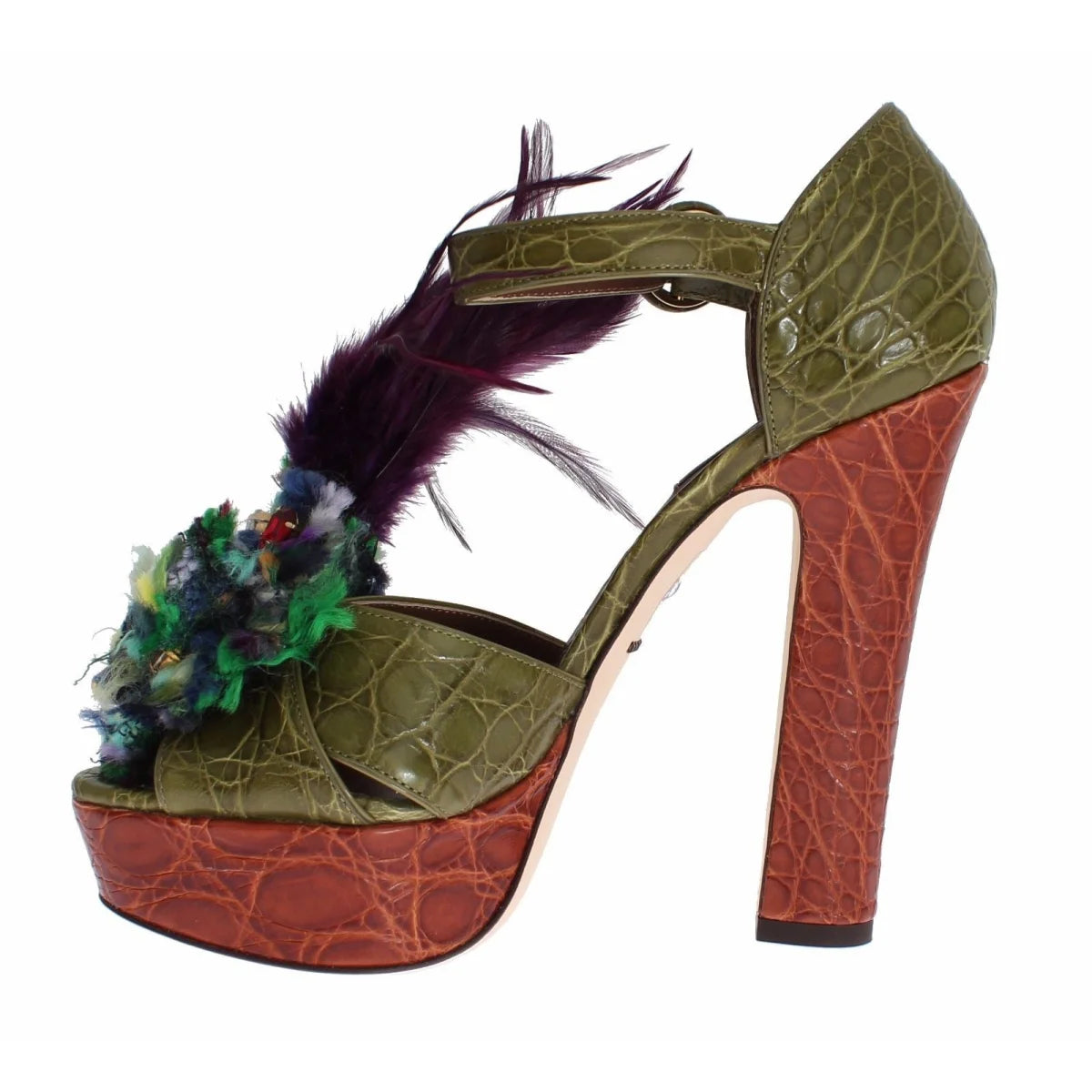 Dolce & Gabbana crystal ankle strap platform sandals gold metal detailing