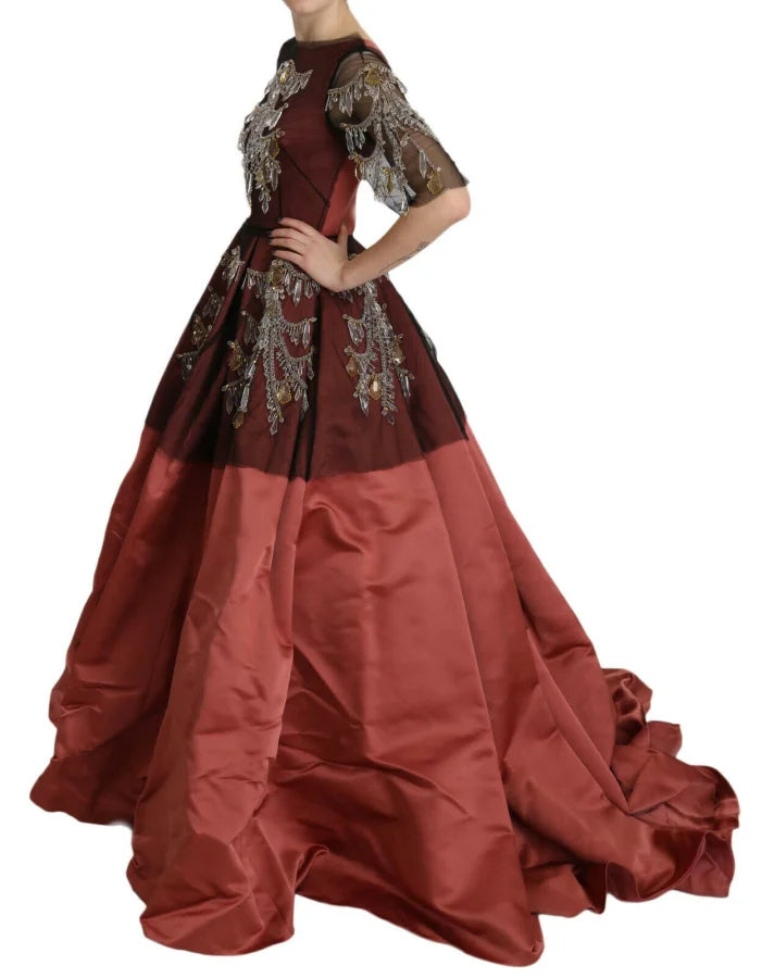 Dolce &amp; Gabbana Crystal Chandelier Silk Princess Gown Dress