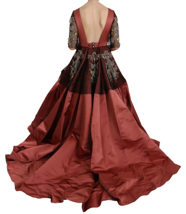 Dolce &amp; Gabbana Crystal Chandelier Silk Princess Gown Dress