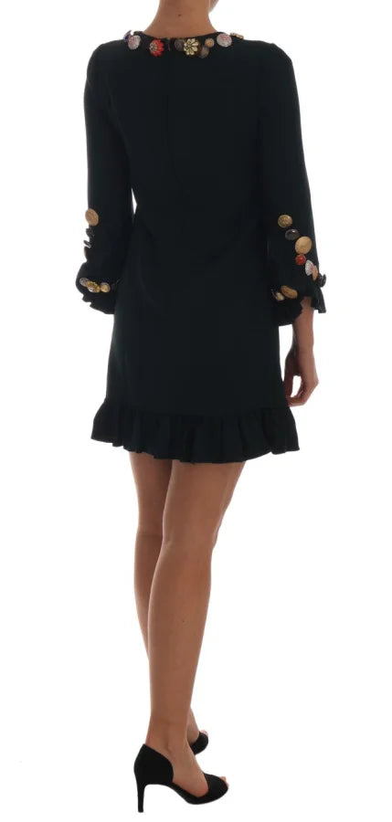 Dolce &amp; Gabbana Crystal Green Stretch A-Line Short Dress