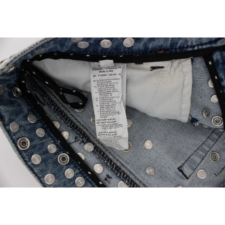 Dolce & Gabbana Crystal Roses Heart Embellished Jeans