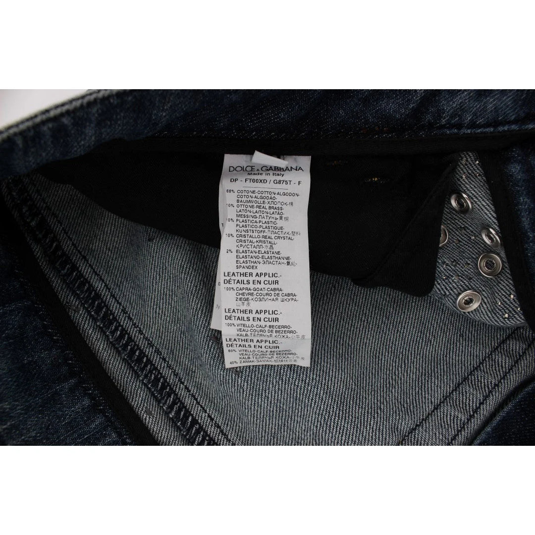 Dolce & Gabbana Crystal Roses Heart Embellished Jeans