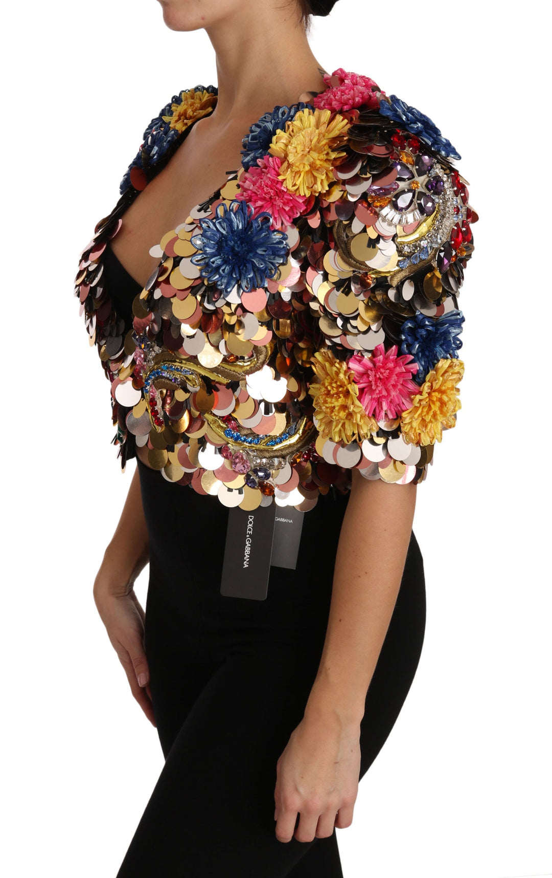 Dolce &amp; Gabbana Coats Jackets - Crystal Sequined Floral Jacket Coat