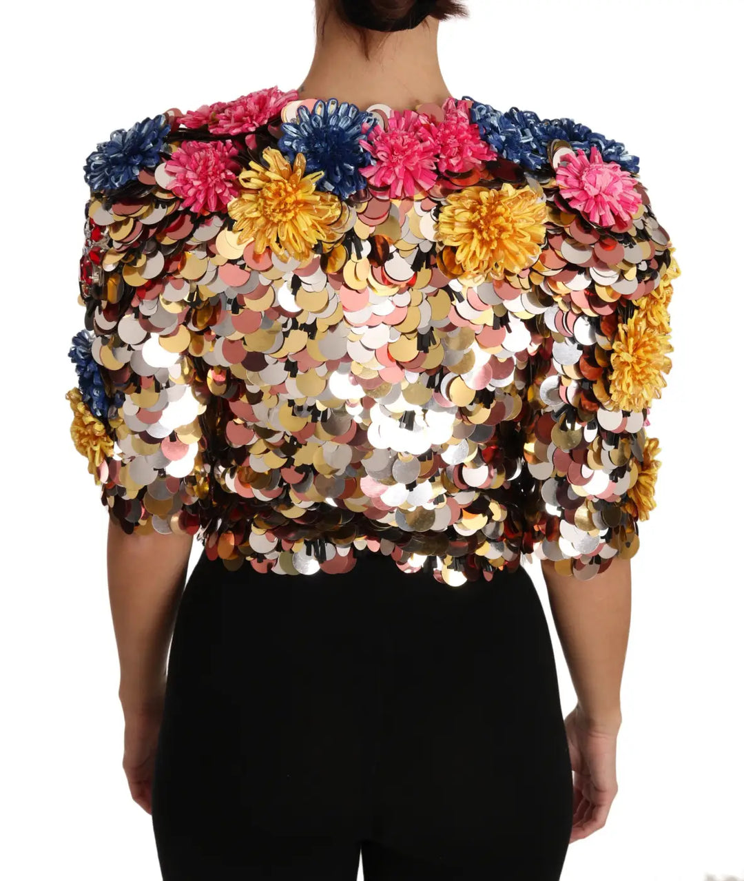 Dolce &amp; Gabbana Crystal Sequined Floral Jacket Coat