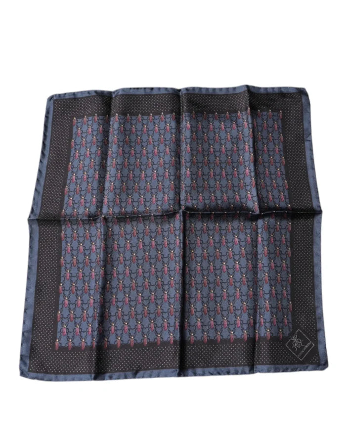 Dolce &amp; Gabbana Dark Blue Beetle Square Handkerchief Scarf
