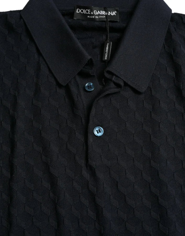 Dolce &amp; Gabbana Dark Blue Collared Short Sleeve Polo T-shirt