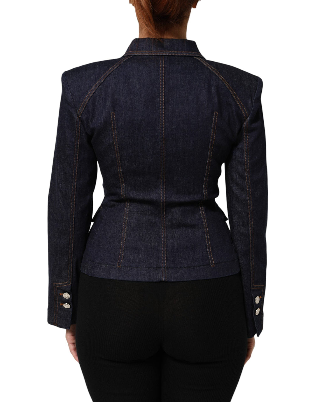 Dolce &amp; Gabbana Trucker Jackets - Dark Blue Cotton Collared Denim Coat Jacket