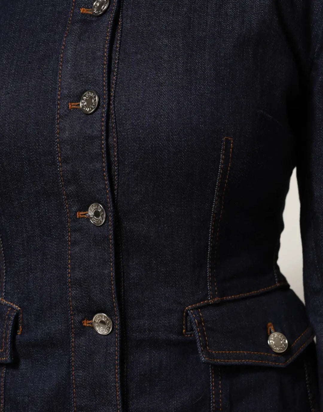 Dolce &amp; Gabbana Dark Blue Cotton Collared Denim Coat Jacket
