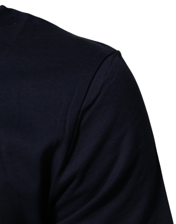 Dolce &amp; Gabbana Dark Blue Cotton Dg Logo Print Men’s Top T-shirt