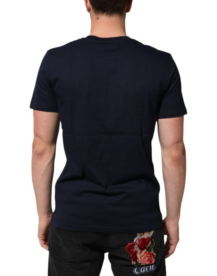 Dolce &amp; Gabbana Dark Blue Cotton Dg Logo Print Men’s Top T-shirt