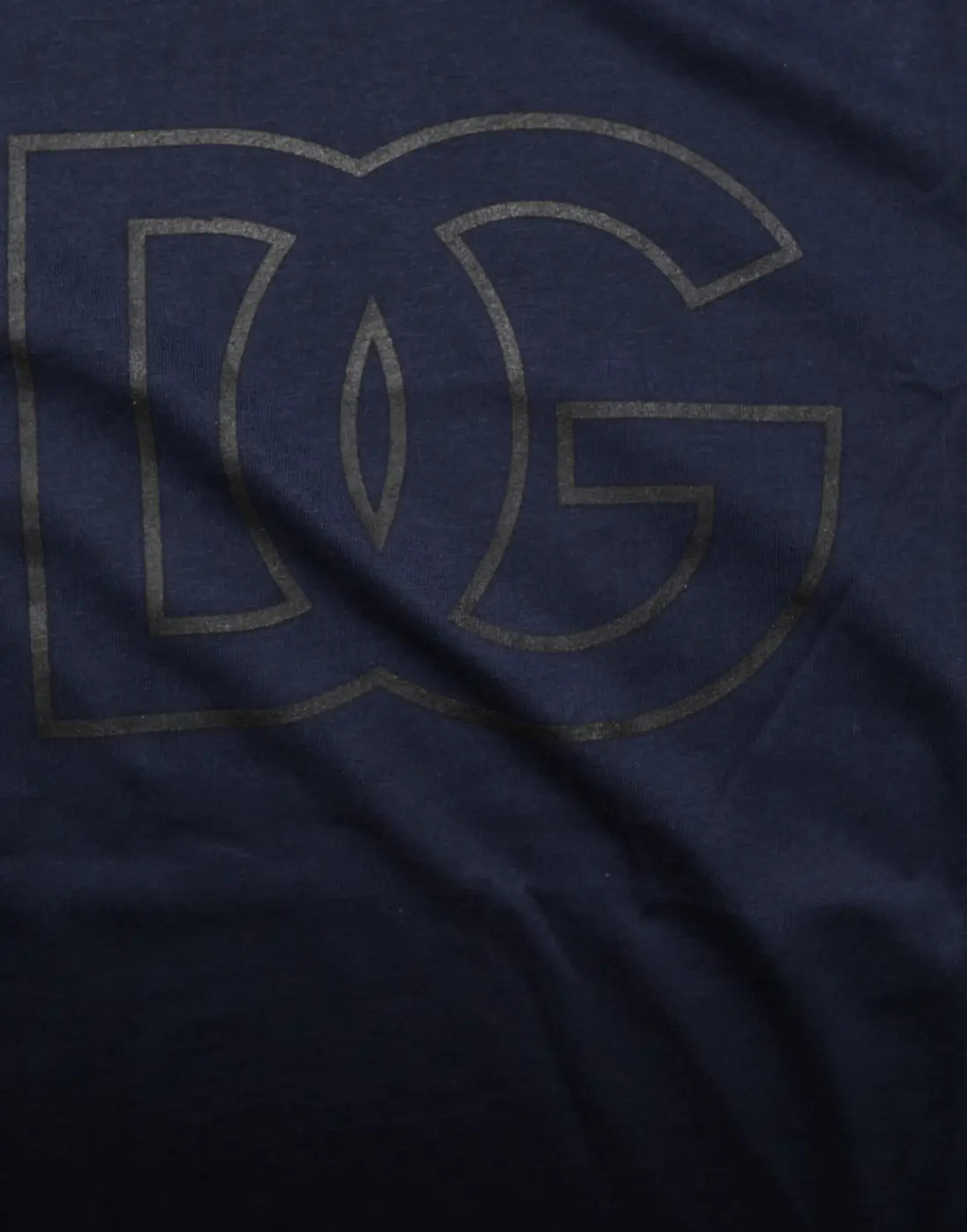 Dolce &amp; Gabbana Dark Blue Cotton DG Logo Print Men’s Top T-shirt