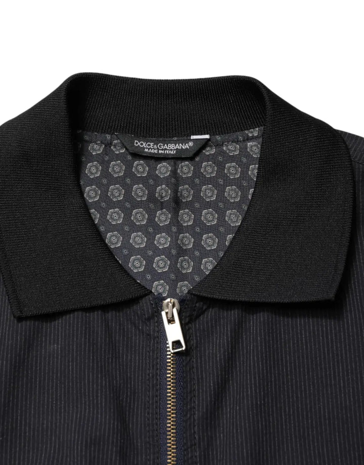 Dolce &amp; Gabbana Dark Blue Cotton Full Zip Bomber Men Jacket
