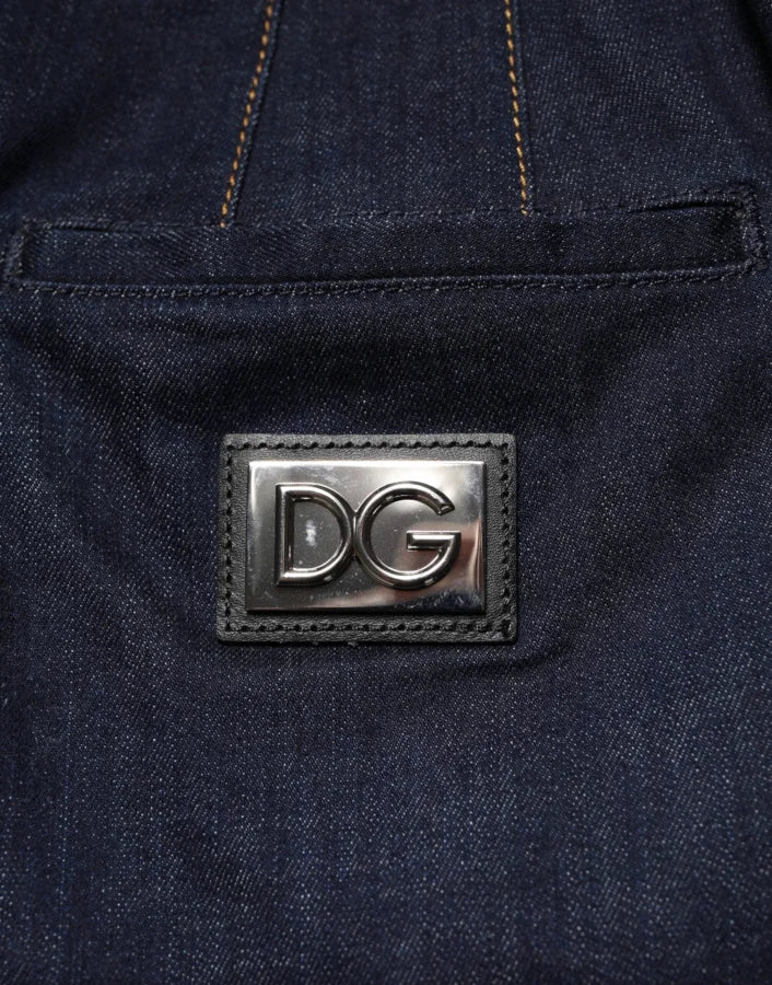 Dolce &amp; Gabbana Dark Blue Cotton A-line Denim Midi Skirt