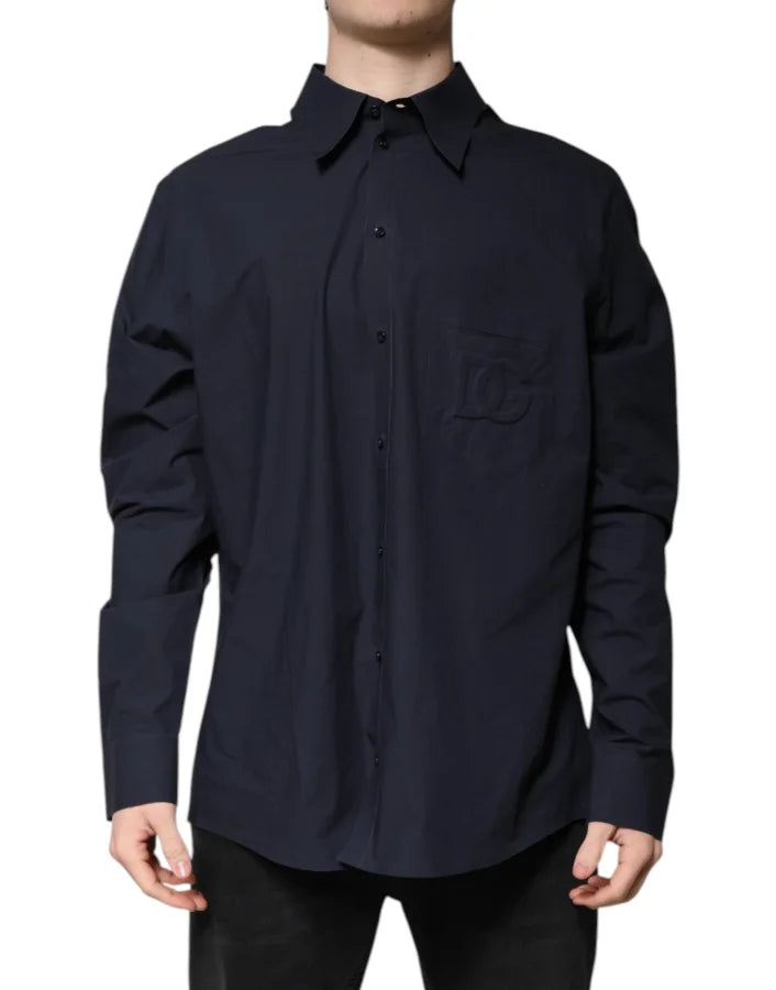 Dolce &amp; Gabbana Dark Blue Cotton Long Sleeve Shirt