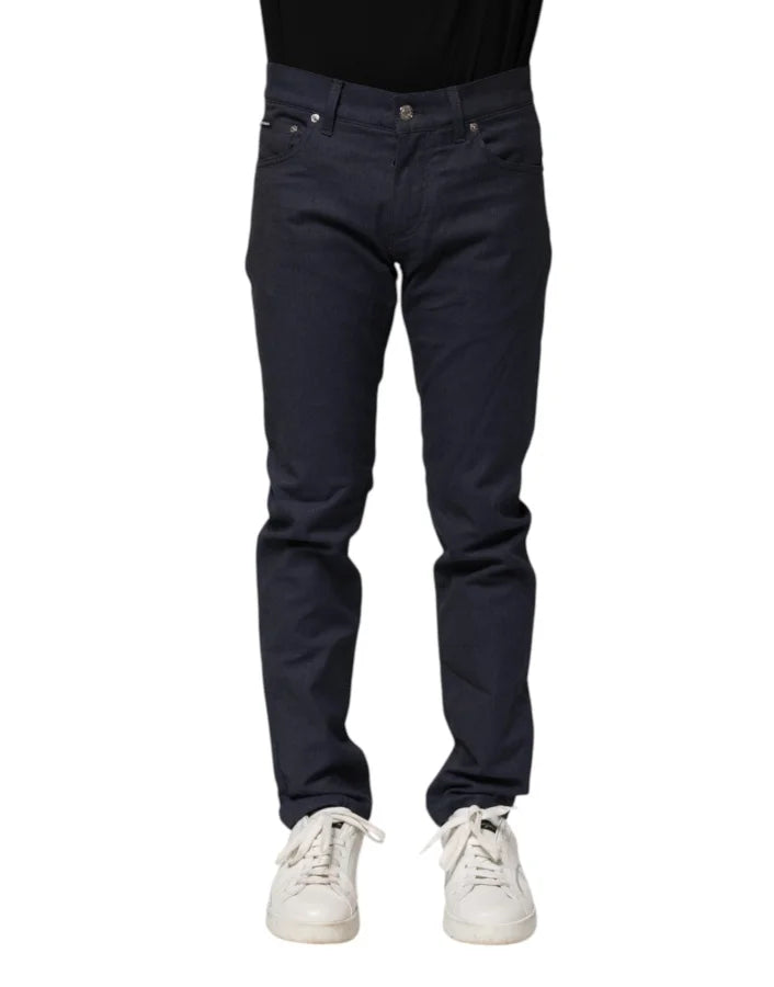 Dolce &amp; Gabbana Dark Blue Cotton Skinny Denim Jeans