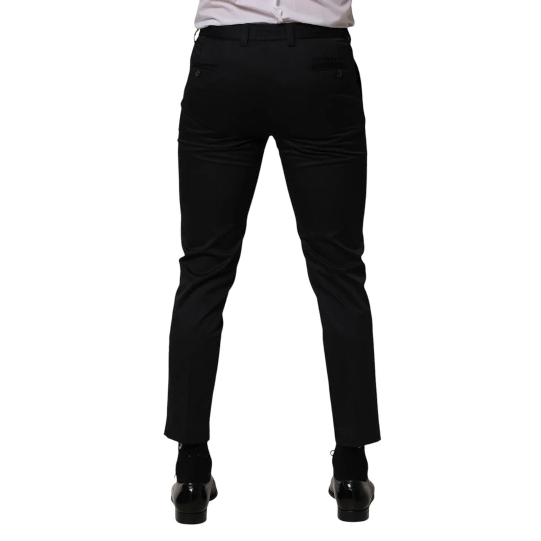 Dolce &amp; Gabbana Dark Blue Cotton Skinny Dress Trouser Pants