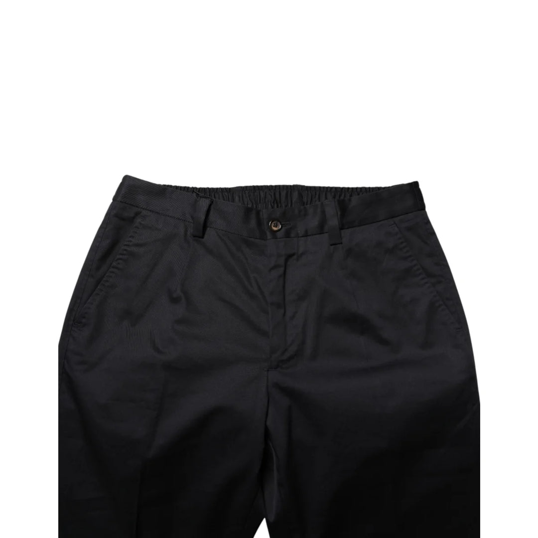 Dolce &amp; Gabbana Dark Blue Cotton Skinny Dress Trouser Pants