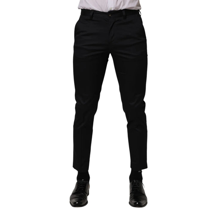 Dolce &amp; Gabbana Dark Blue Cotton Skinny Dress Trouser Pants