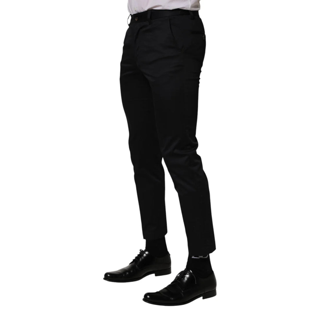 Dolce &amp; Gabbana Dark Blue Cotton Skinny Dress Trouser Pants