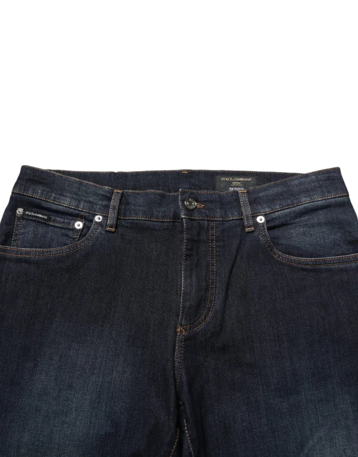 Dolce &amp; Gabbana Dark Blue Cotton Skinny Men Denim Jeans