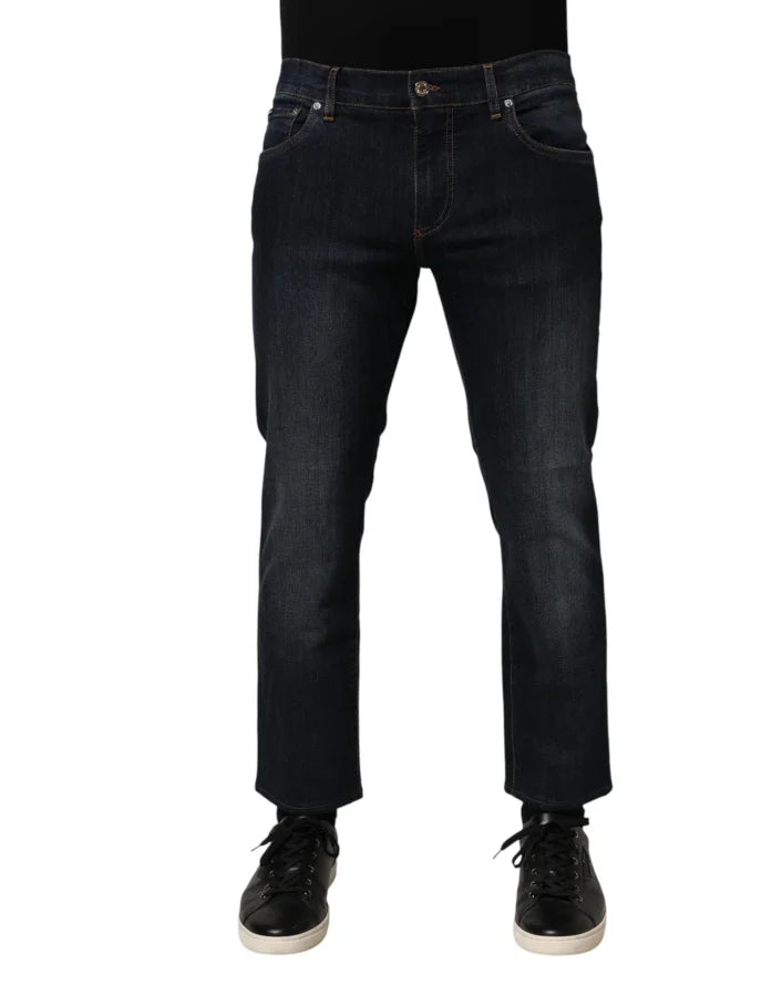 Dolce &amp; Gabbana Dark Blue Cotton Skinny Men Denim Jeans