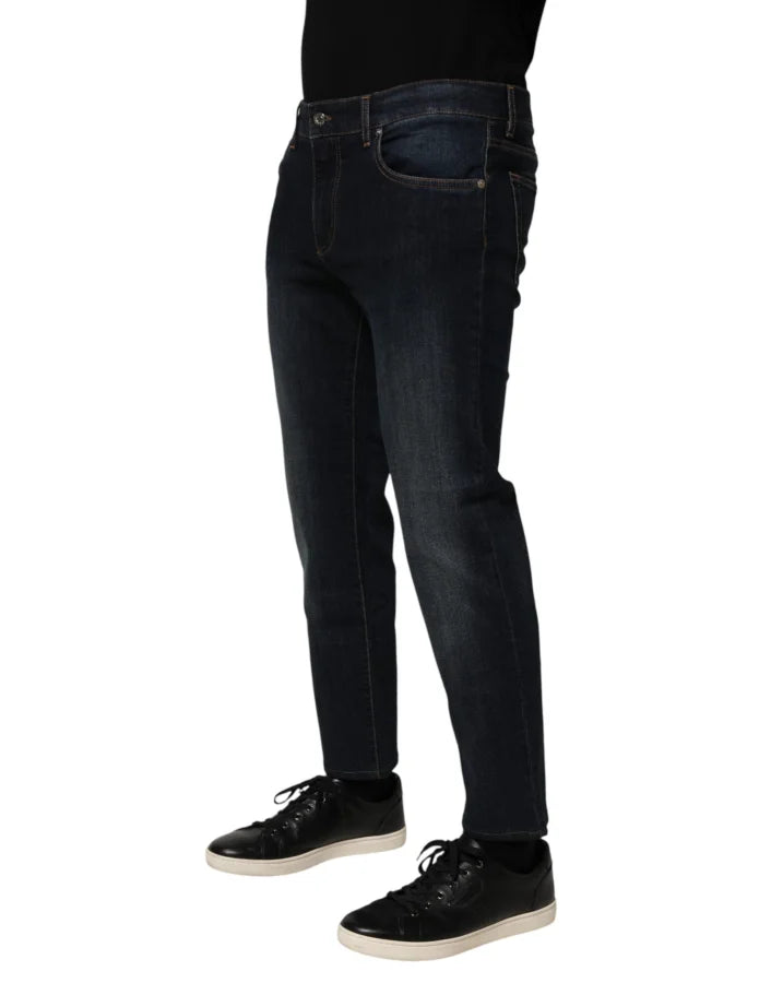 Dolce &amp; Gabbana Dark Blue Cotton Skinny Men Denim Jeans