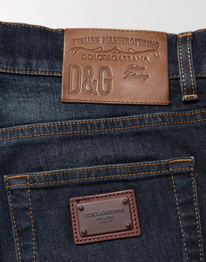 Dolce &amp; Gabbana Dark Blue Cotton Skinny Men Denim Jeans