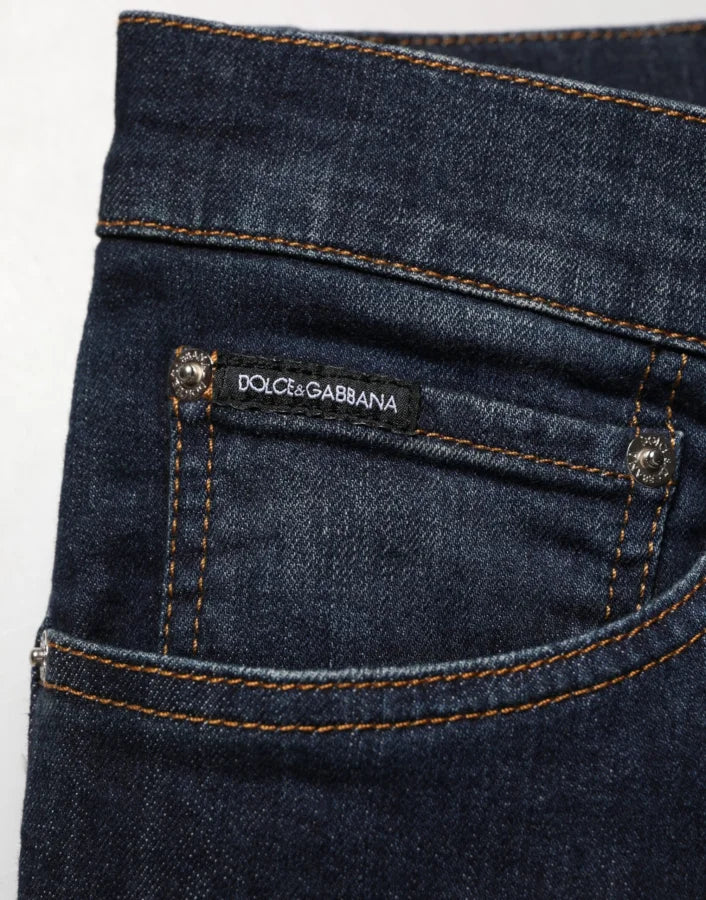 Dolce &amp; Gabbana Dark Blue Cotton Skinny Men Denim Jeans