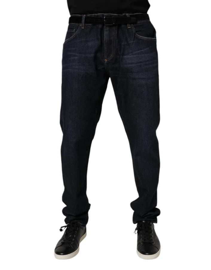 Dolce &amp; Gabbana Dark Blue Cotton Stretch Skinny Denim Jeans