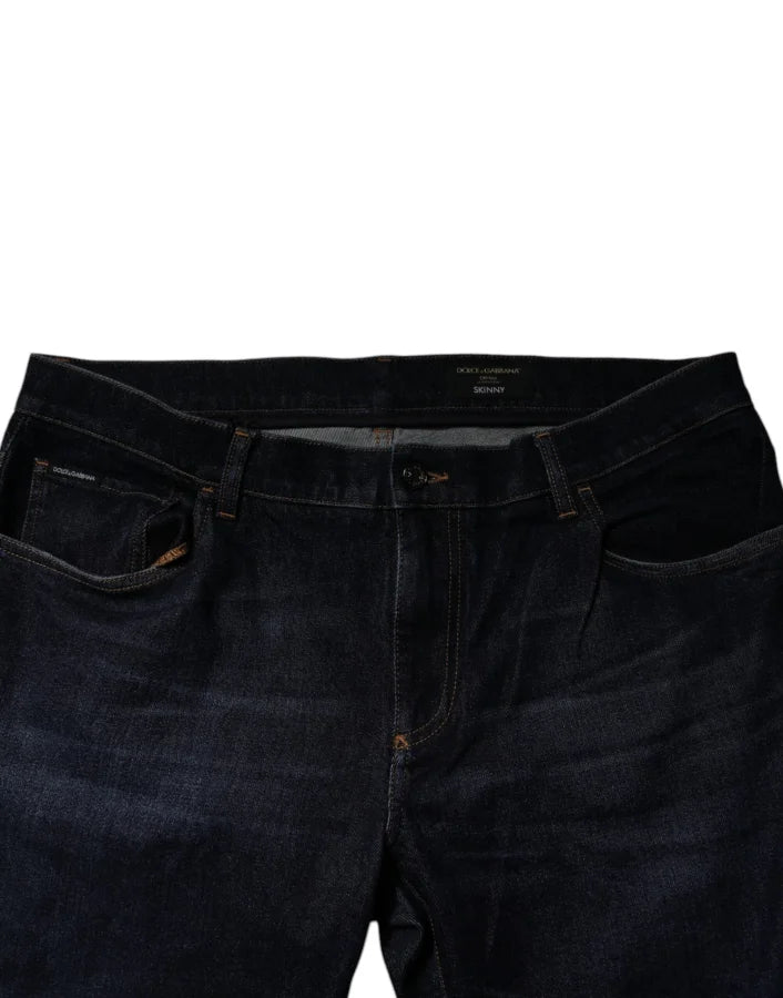 Dolce &amp; Gabbana Dark Blue Cotton Stretch Skinny Denim Jeans
