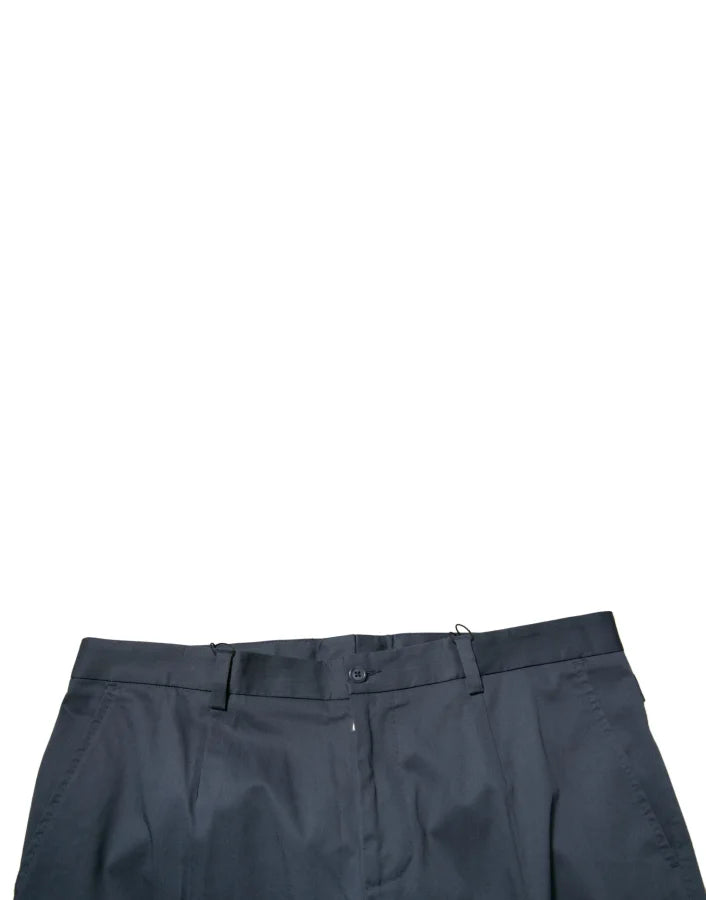 Dolce &amp; Gabbana Dark Blue Cotton Stretch Skinny Men Dress Pants
