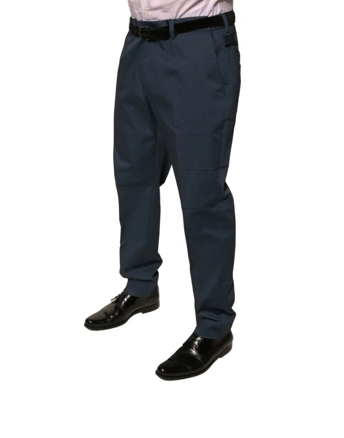 Dolce &amp; Gabbana Dark Blue Cotton Stretch Skinny Men Dress Pants