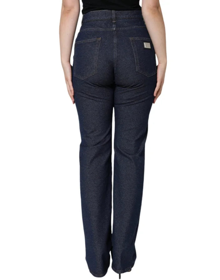 Dolce &amp; Gabbana Dark Blue Cotton Stretch Straight Denim Jeans