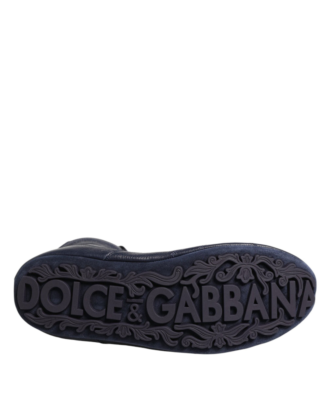 Dolce &amp; Gabbana Dark Blue Deer Leather Mid Calf Boots Shoes