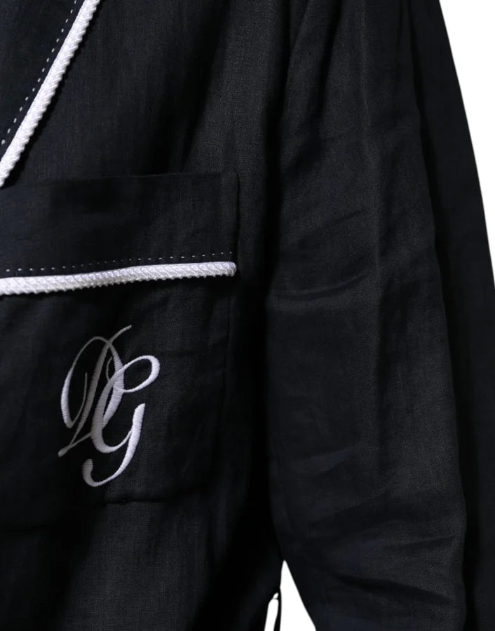 Dolce &amp; Gabbana Dark Blue DG Embroidery Jacket Robe Blazer