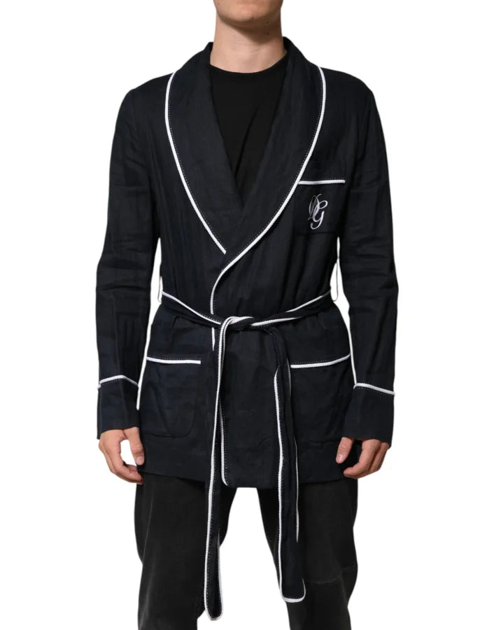 Dolce &amp; Gabbana Dark Blue DG Embroidery Jacket Robe Blazer