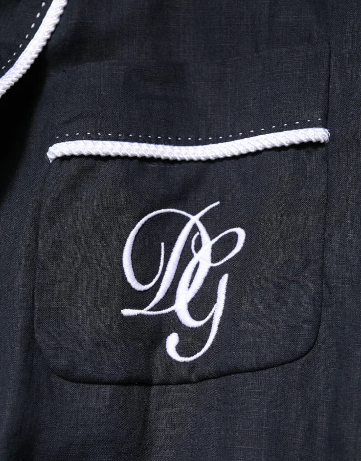 Dolce &amp; Gabbana Dark Blue DG Embroidery Jacket Robe Blazer