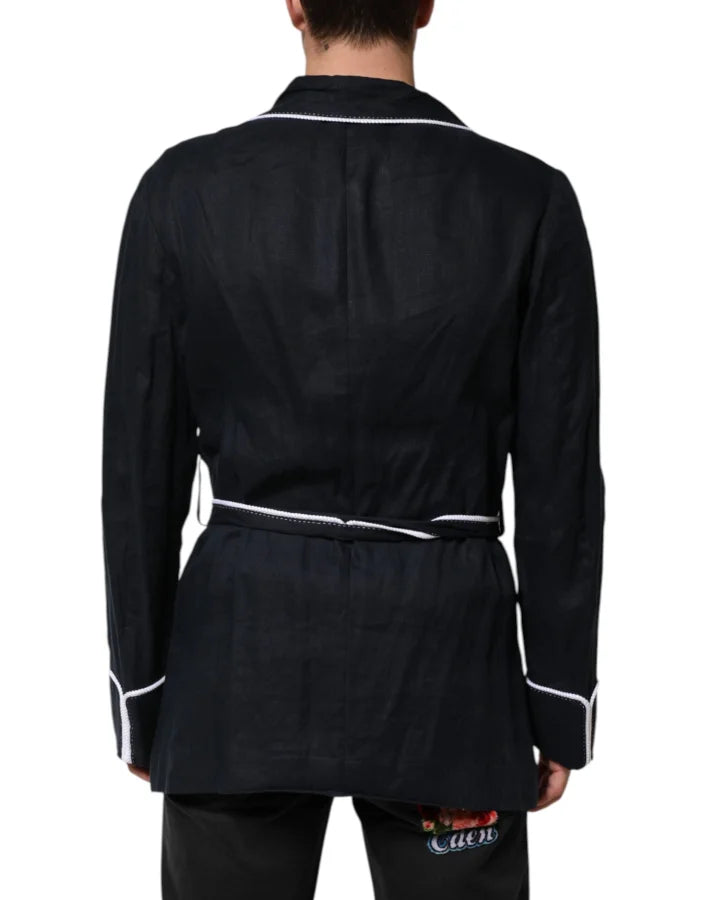 Dolce &amp; Gabbana Dark Blue DG Embroidery Jacket Robe Blazer