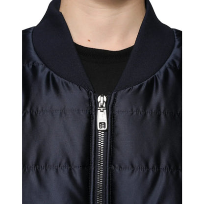 Dolce Gabbana Dark Blue DG Logo Quilted Nylon Jacket &