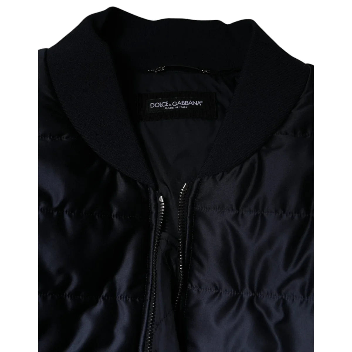 Dolce Gabbana Dark Blue DG Logo Quilted Nylon Jacket &