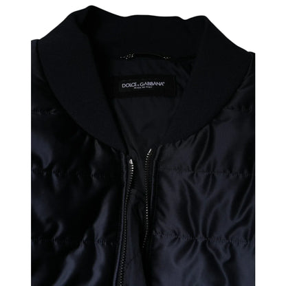 Dolce Gabbana Dark Blue DG Logo Quilted Nylon Jacket &
