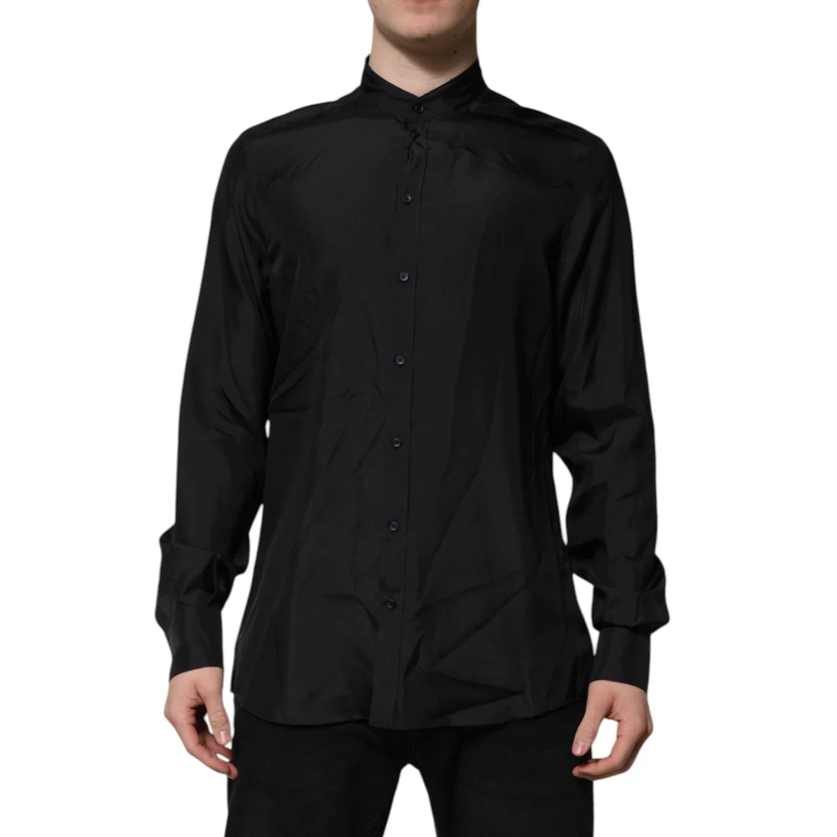 Dolce & Gabbana Dark Blue Dress Shirt Classic Menswear Elegance