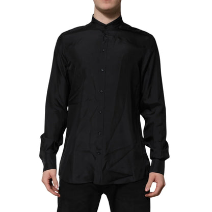 Dolce & Gabbana Dark Blue Dress Shirt Classic Menswear Elegance