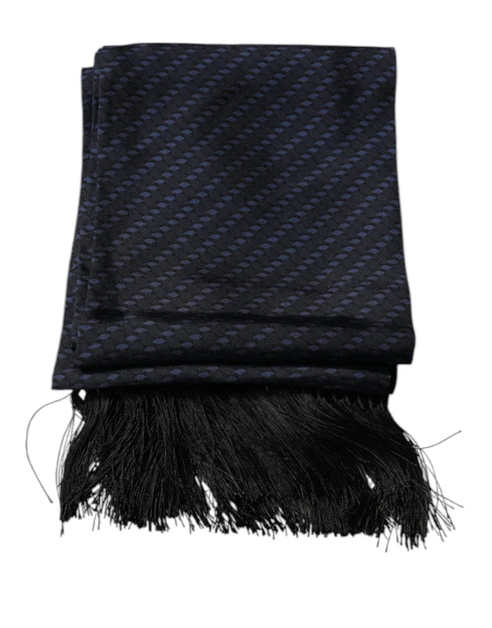 Dolce &amp; Gabbana Dark Blue Fantasy Fringes Neck Wrap Scarf