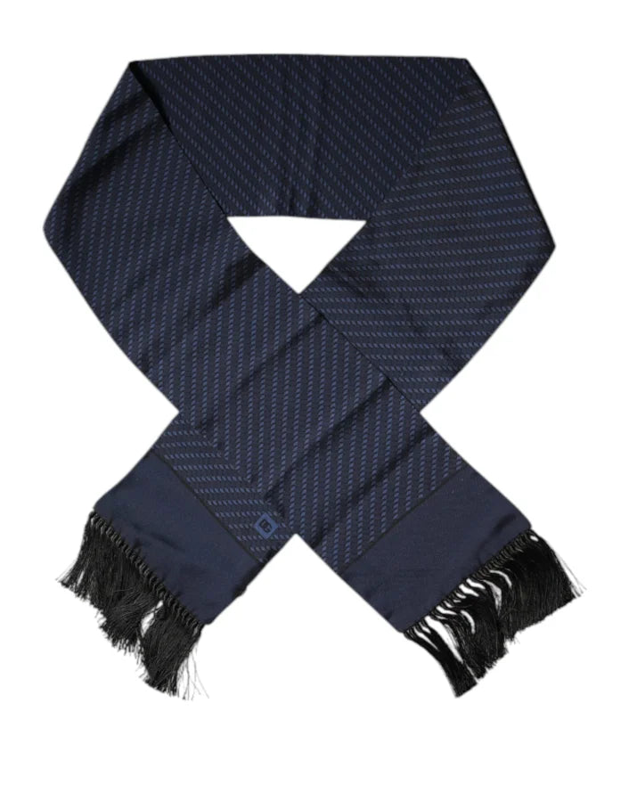 Dolce &amp; Gabbana Dark Blue Fantasy Fringes Neck Wrap Scarf