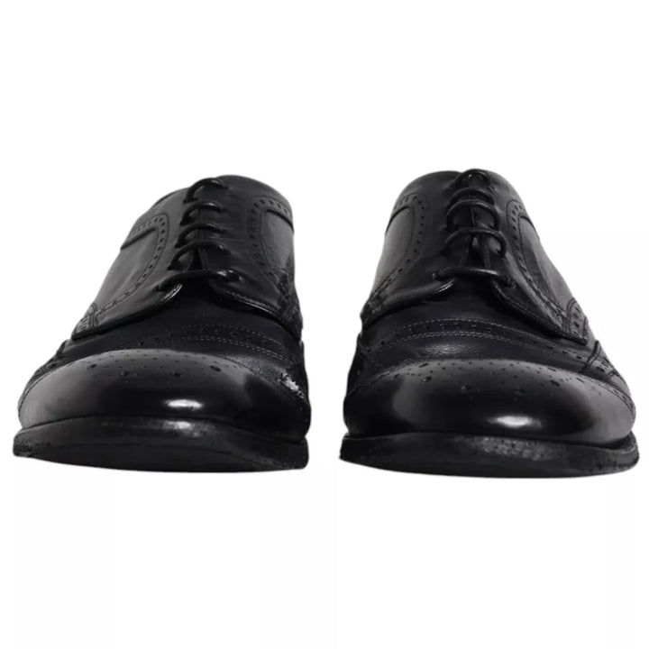 Dolce &amp; Gabbana Dark Blue Leather Derby Wingtip Formal Shoes