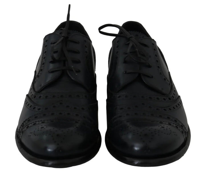 Dolce &amp; Gabbana Dark Blue Leather Wingtip Oxford Dress Shoes