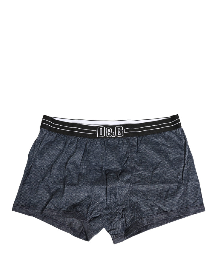 Dolce &amp; Gabbana Dark Blue Logo Cotton Regular Boxer Underwear