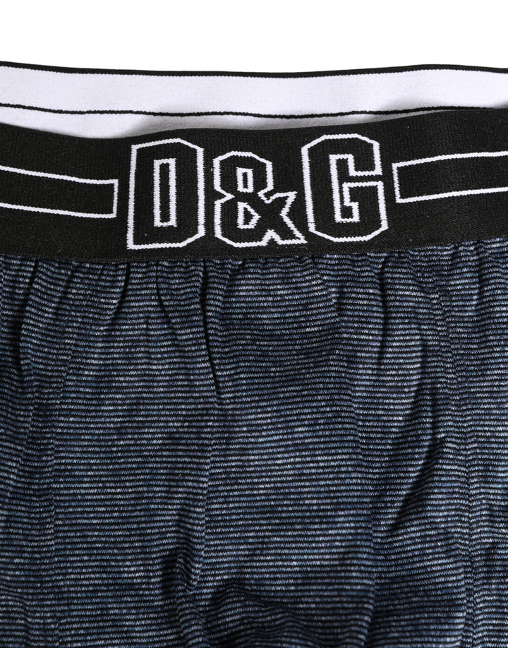 Dolce &amp; Gabbana Dark Blue Logo Cotton Regular Boxer Underwear
